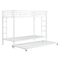ProximaX Lit superposé 90x200 cm blanc, cadre en fer, lit gigogne 90x190 cm, sommier à lattes, 2 échelles, certifié EN747, durable Best