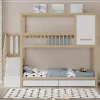 Enfant Redom Lit superposé 90x200 cm en bois massif avec tiroirs de rangement et échelle intégrée sécurisée