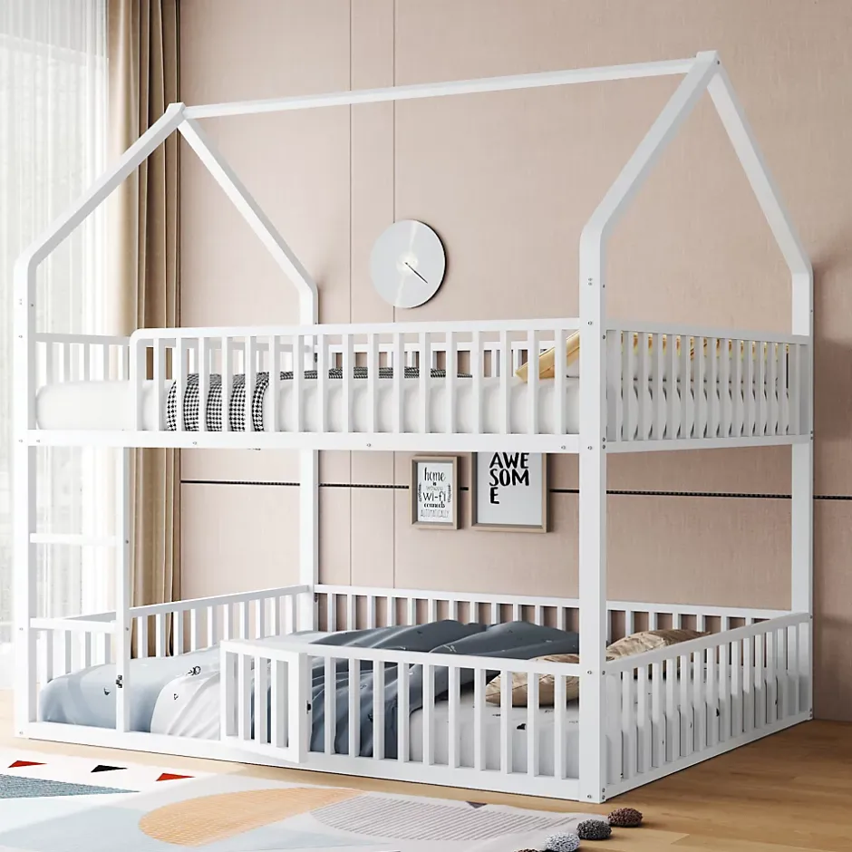 Redom Lit superposé 140x200 cm en métal avec échelle intégrée et porte ouvrante, style maison ludique Sale