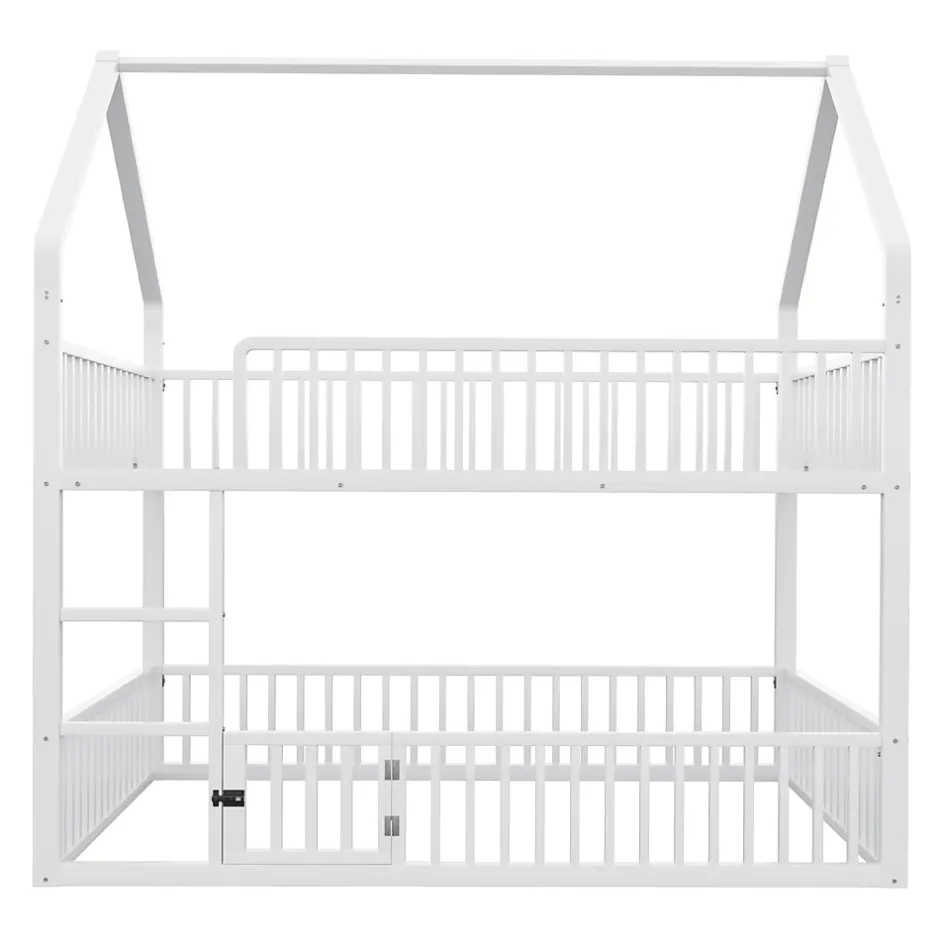 Redom Lit superposé 140x200 cm en métal avec échelle intégrée et porte ouvrante, style maison ludique Sale