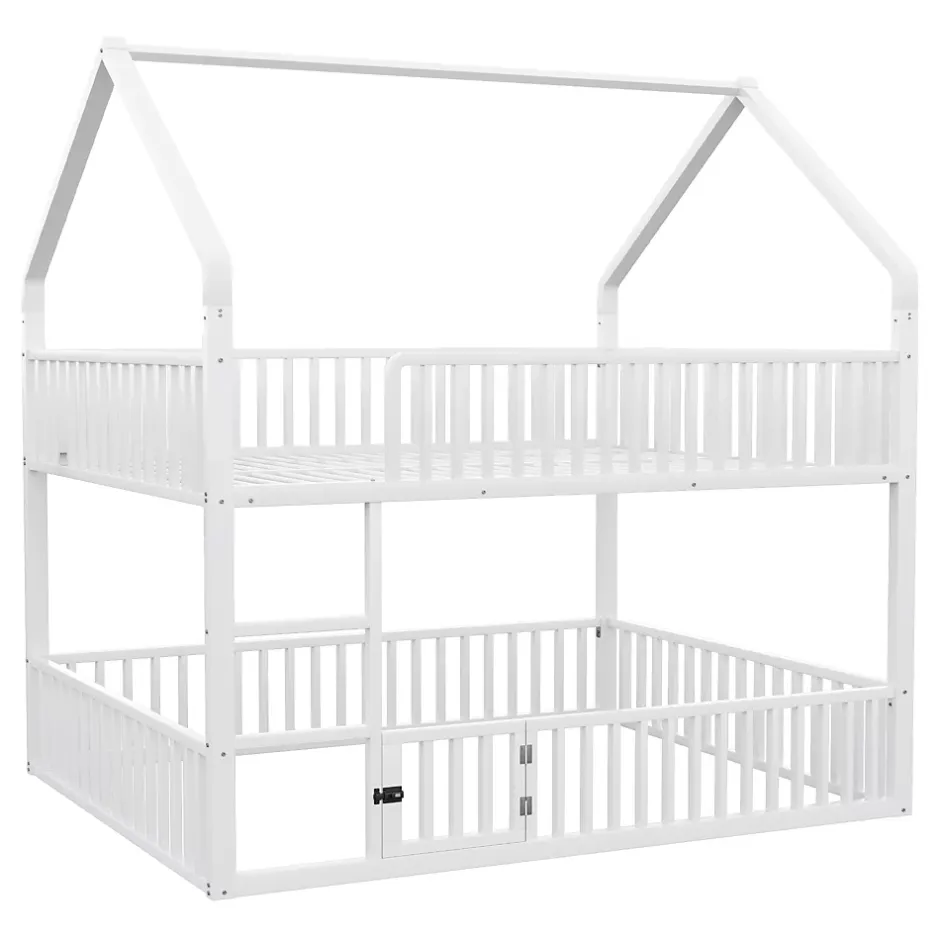 Redom Lit superposé 140x200 cm en métal avec échelle intégrée et porte ouvrante, style maison ludique Sale