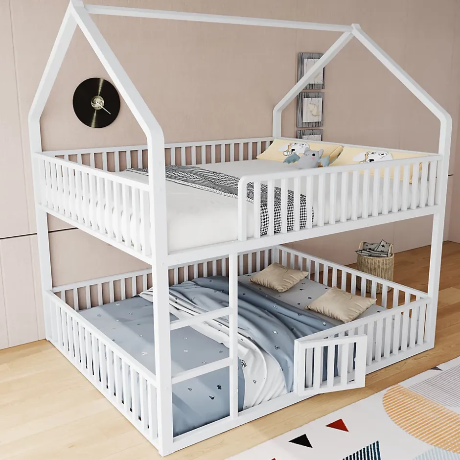 Redom Lit superposé 140x200 cm en métal avec échelle intégrée et porte ouvrante, style maison ludique Sale