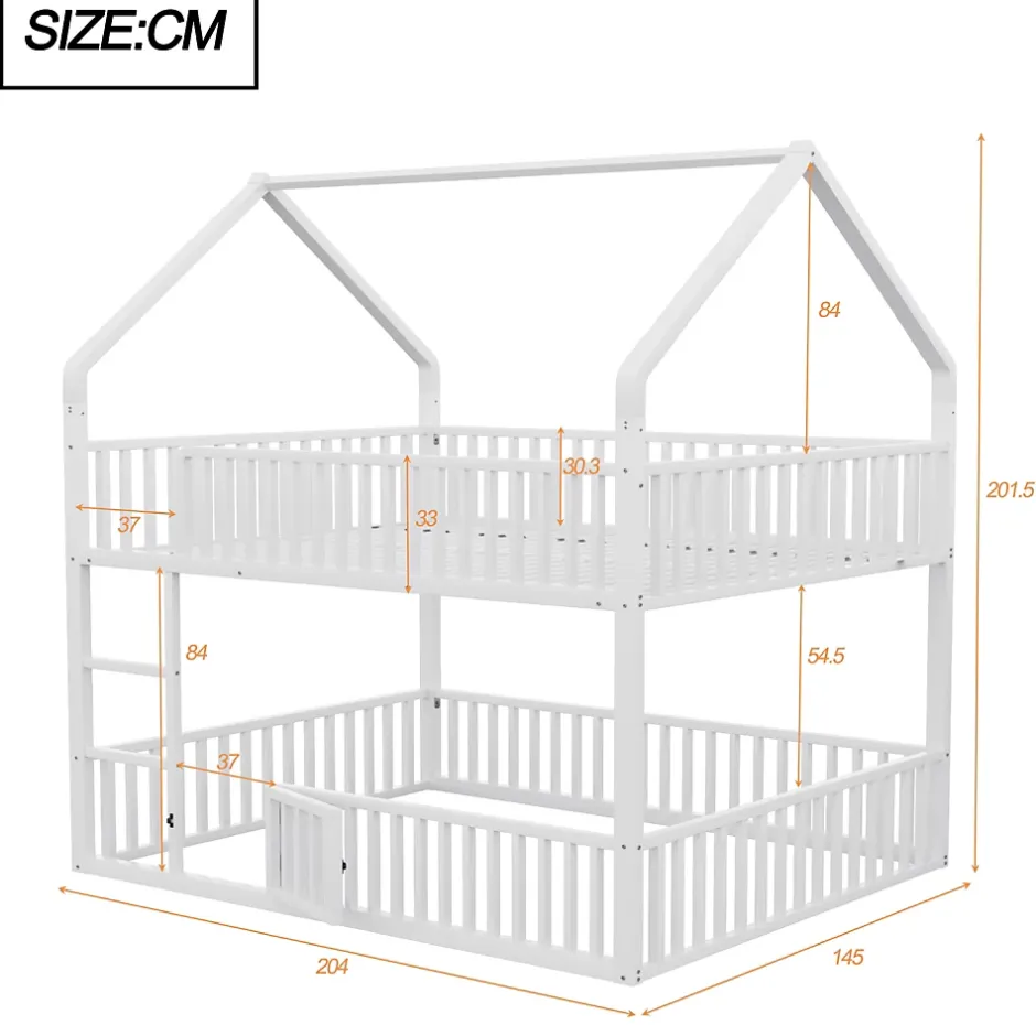Redom Lit superposé 140x200 cm en métal avec échelle intégrée et porte ouvrante, style maison ludique Sale
