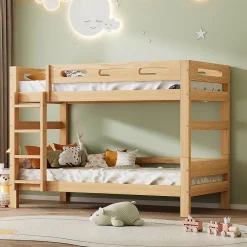 Enfant ProximaX Lit superposé 90x200 cm naturel, 2 couchages, séparable en lits simples, cadre pin stable, sommier à lattes, montage facile