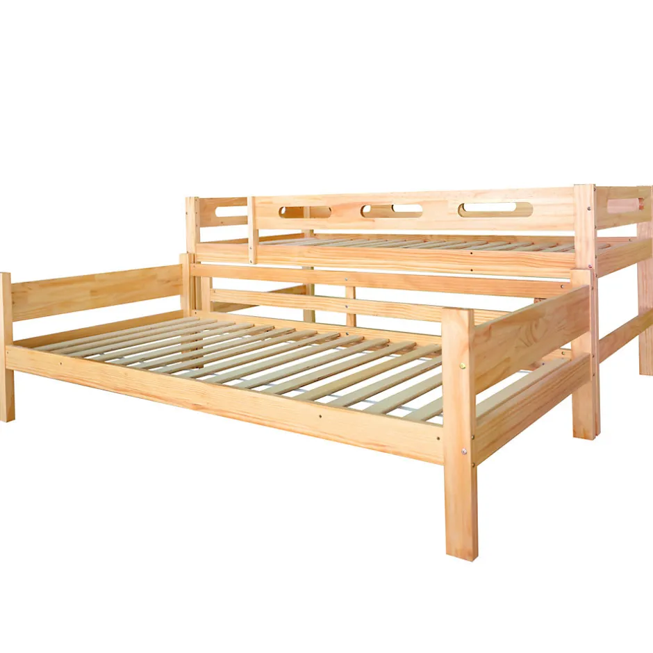 Enfant ProximaX Lit superposé 90x200 cm naturel, 2 couchages, séparable en lits simples, cadre pin stable, sommier à lattes, montage facile