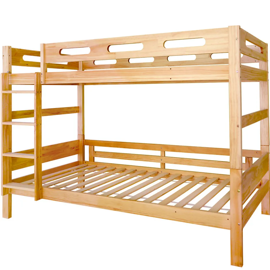 Enfant ProximaX Lit superposé 90x200 cm naturel, 2 couchages, séparable en lits simples, cadre pin stable, sommier à lattes, montage facile