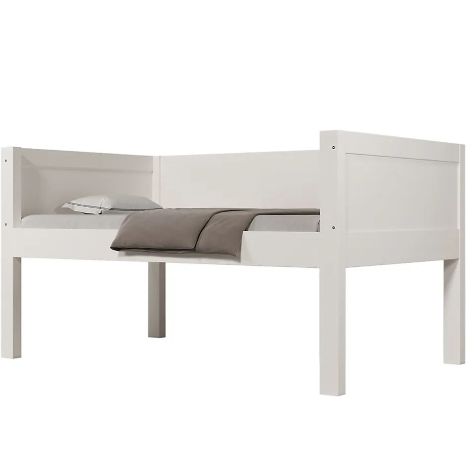 Enfant Redom Lit superposé 90x200 cm séparables avec échelle amovible et design luge en bois et métal, blanc