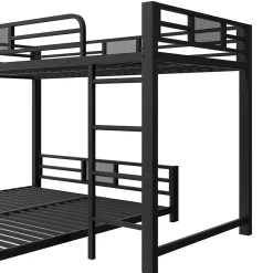 Okwish Lit Superposé 90x200 cm/140x200 cm - Lit en L pour 2 Enfants avec Échelle et Rangement, Sans Matelas, en Métal, Noir Sale