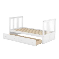 ProximaX Lit superposé 90x200cm pour enfants avec tiroirs, convertible, fonctionnel, blanc, Lit cabriolet pratique et gain de place Discount