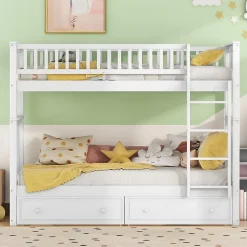 ProximaX Lit superposé 90x200cm pour enfants avec tiroirs, convertible, fonctionnel, blanc, Lit cabriolet pratique et gain de place Discount