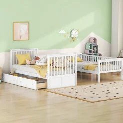 ProximaX Lit superposé 90x200cm pour enfants avec tiroirs, convertible, fonctionnel, blanc, Lit cabriolet pratique et gain de place Discount