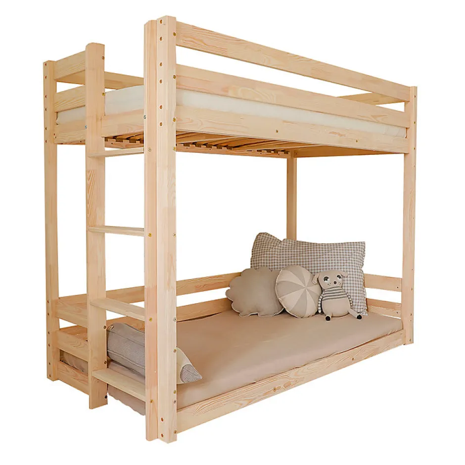 Enfant Petits-Meubles Lit superpose 90x200 au sol sommiers inclus Anaëlle Bois