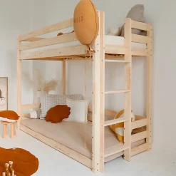 Enfant Petits-Meubles Lit superpose 90x200 au sol sommiers inclus Anaëlle Bois