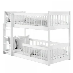 Enfant Petits-Meubles Lit superpose 90x190 au sol sommiers inclus Marion Blanc