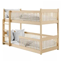 Petits-Meubles Lit superpose 90x200 au sol sommiers inclus Marion Bois New