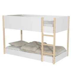 Enfant Weber Industries LIT SUPERPOSE 90x190 BOB + 2 SOMMIERS / Blanc et Bois clair