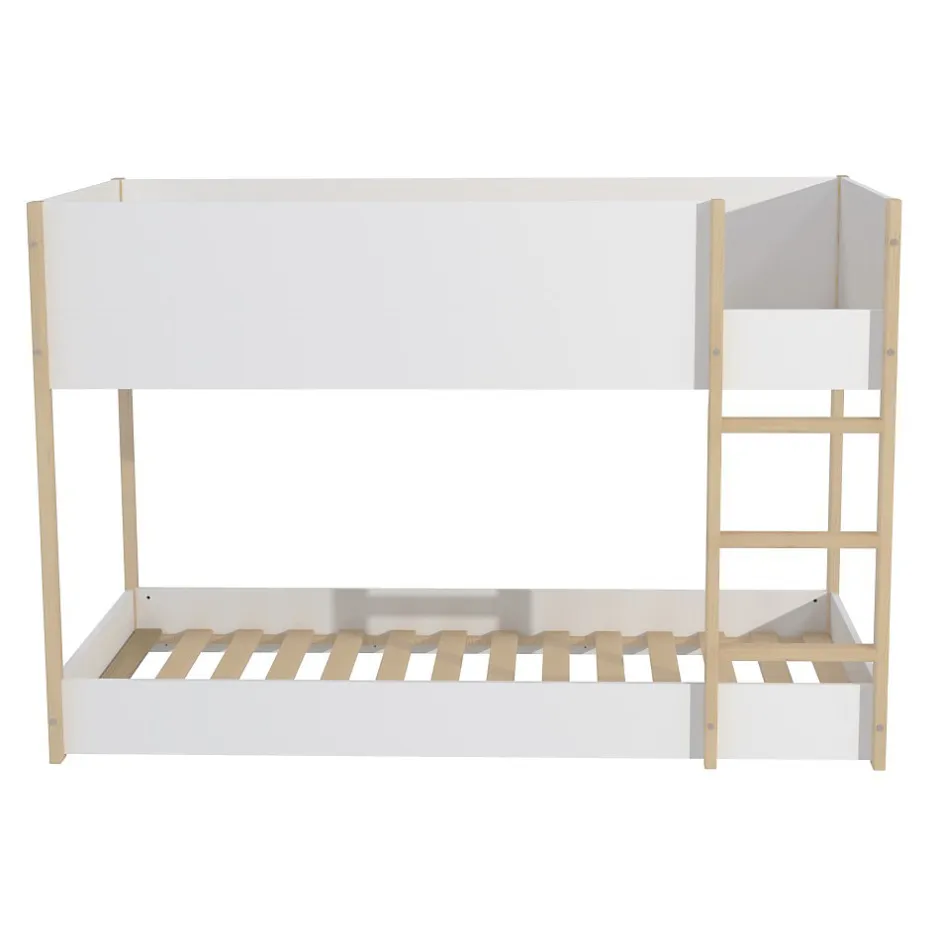 Enfant Weber Industries LIT SUPERPOSE 90x190 BOB + 2 SOMMIERS / Blanc et Bois clair
