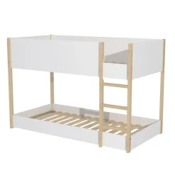 Enfant Weber Industries LIT SUPERPOSE 90x190 BOB + 2 SOMMIERS / Blanc et Bois clair
