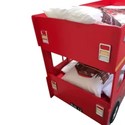 Enfant Petits-Meubles Lit superpose 90x200 Bus Londonien sommier inclus Vipack Car Beds - Rouge