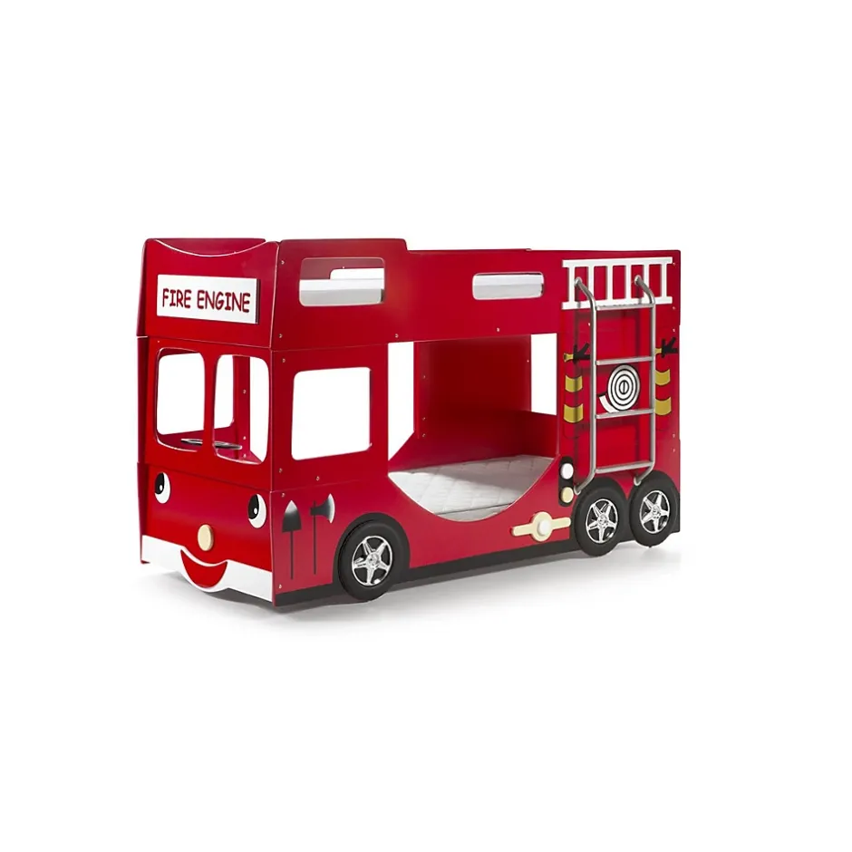 Petits-Meubles Lit superpose 90x200 Camion de pompier sommier inclus Vipack Car Beds - Rouge Sale