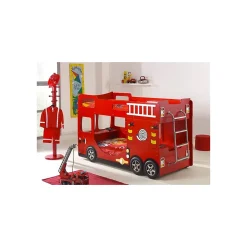 Petits-Meubles Lit superpose 90x200 Camion de pompier sommier inclus Vipack Car Beds - Rouge Sale