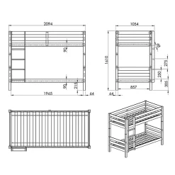 Petits-Meubles Lit Superpose 90x200 Hauteur 160 cm Sommier Inclus Vipack Pino - Bois Sale