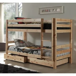 Enfant Petits-Meubles Lit Superpose 90x200 Hauteur 140 cm Sommier Inclus Vipack Pino - Bois
