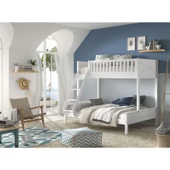 Enfant Petits-Meubles Lit superpose 90-140x200 sommiers et tiroirs inclus Vipack Scott Blanc