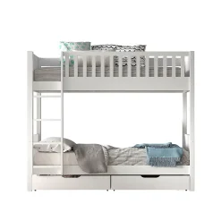 Petits-Meubles Lit superpose 90x200 sommiers et tiroirs inclus Vipack Scott Blanc Online