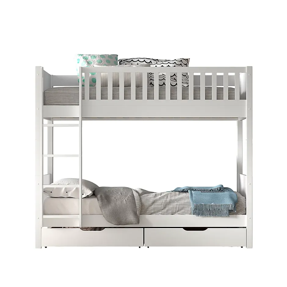 Petits-Meubles Lit superpose 90x200 sommiers et tiroirs inclus Vipack Scott Blanc Online