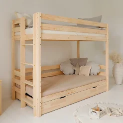 Enfant Petits-Meubles Lit superpose 90x200 sommiers et tiroir inclus Anaëlle Bois