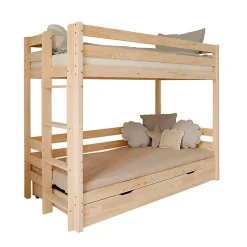 Enfant Petits-Meubles Lit superpose 90x200 sommiers et tiroir inclus Anaëlle Bois