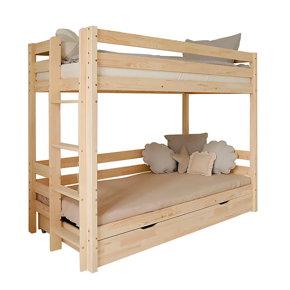 Enfant Petits-Meubles Lit superpose 90x200 sommiers et tiroir inclus Anaëlle Bois