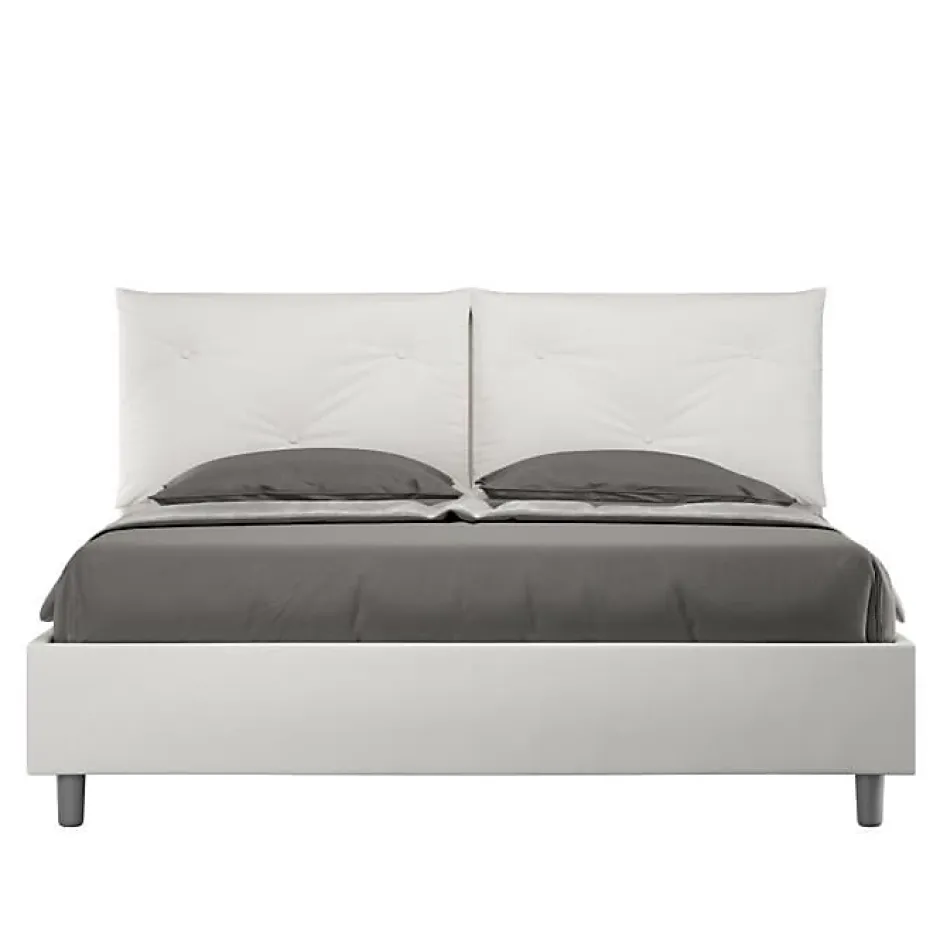 Ityhome Lit tapissé en simili cuir blanc Appia sans sommier 160x190 Online