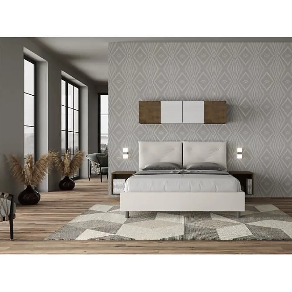 Ityhome Lit tapissé en simili cuir blanc Appia sans sommier 160x190 Online
