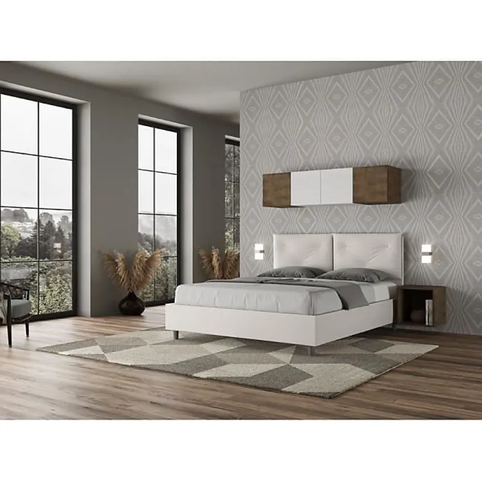 Ityhome Lit tapissé en simili cuir blanc Appia sans sommier 160x190 Online