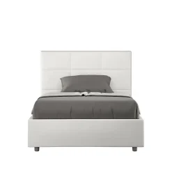 Ityhome Lit tapissé en simili cuir blanc sans sommier Mika 120x200 Sale
