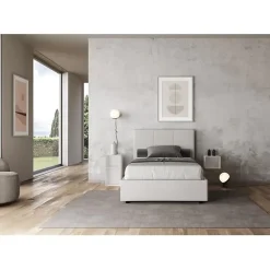 Ityhome Lit tapissé en simili cuir blanc sans sommier Mika 120x200 Sale