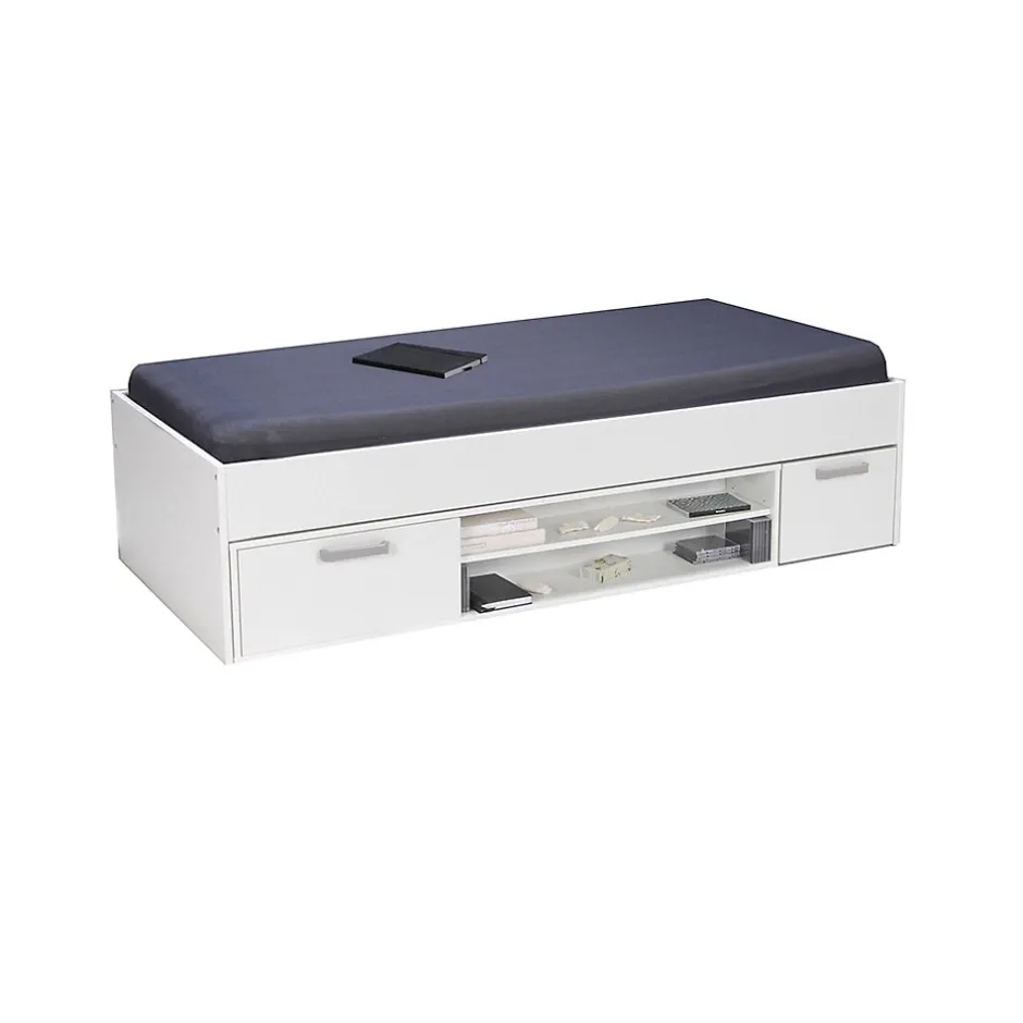 Weber Industries Lit TESS 90x200 + chevet + étagère + rangement / Blanc Clearance