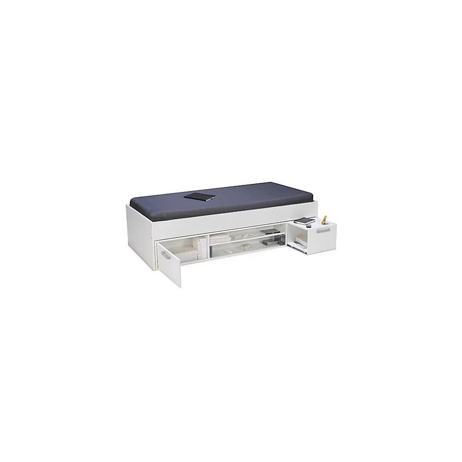 Weber Industries Lit TESS 90x200 + chevet + étagère + rangement / Blanc Clearance