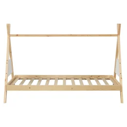 Enfant [En.Casa] Lit tipi pour enfant Siikajoki bois de pin 90 x 200 cm naturel blanc en.casa