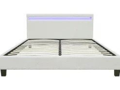 Habitat Et Jardin Lit tissu bouclette avec LED "Maria" 160 x 200 cm Crème New