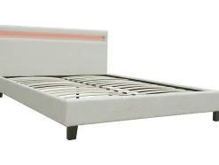 Habitat Et Jardin Lit tissu bouclette avec LED "Maria" 140x190cm Crème