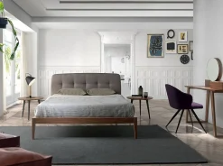 Angel Cerda Lit tufté en tissu gris moderne pour chambre à coucher élégante