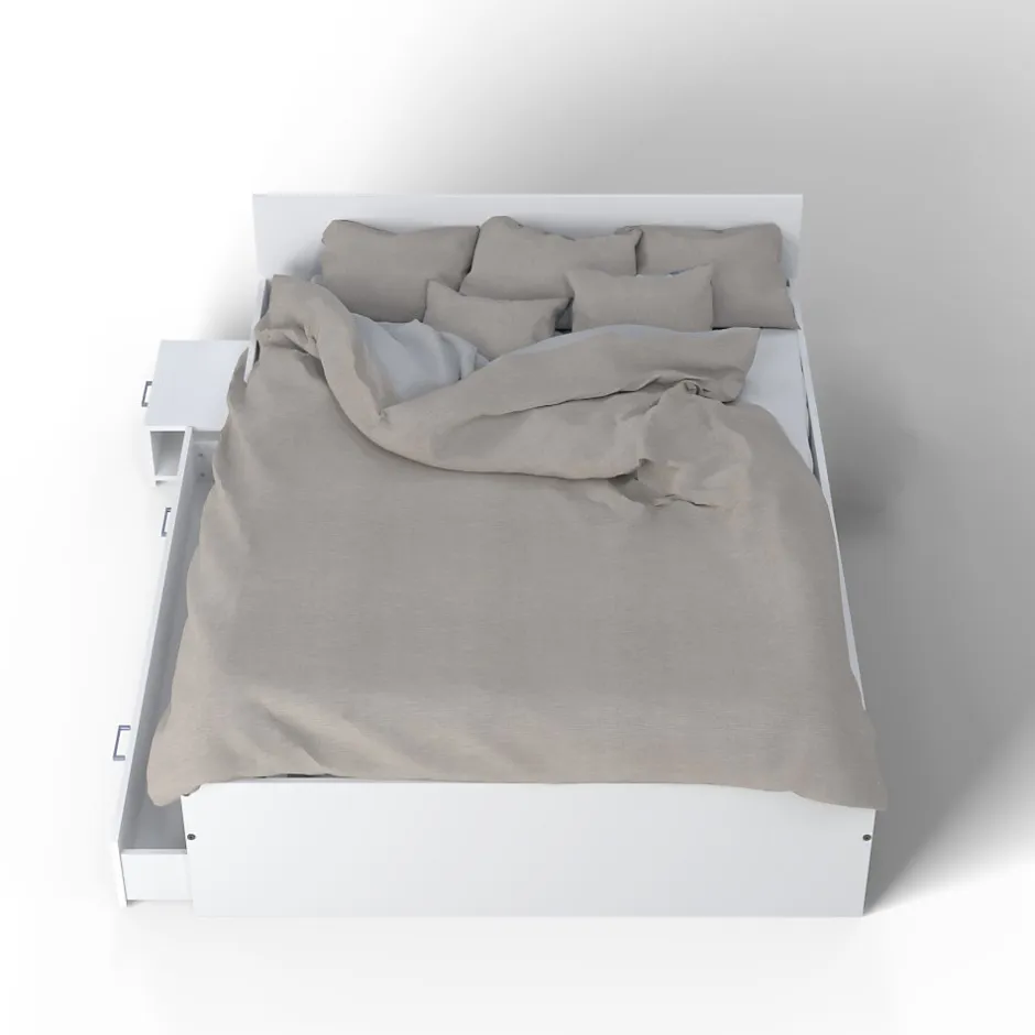 Weber Industries Lit TWIST 160x200 + 1 chevet + 1 tiroir / Blanc