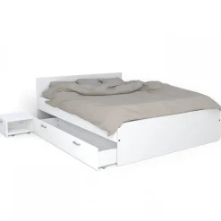 Weber Industries Lit TWIST 140x190 + 1 chevet + 1 tiroir / Blanc Sale