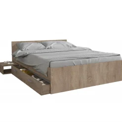 Weber Industries Lit TWIST 140x190+ 1 chevet + 1 tiroir / Décor Chêne Blanchi New
