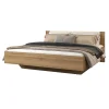 Meublorama Lit VERTIGO 180x200 cm avec sommier inclus Chene sauvage et beige sable Pied de lit design