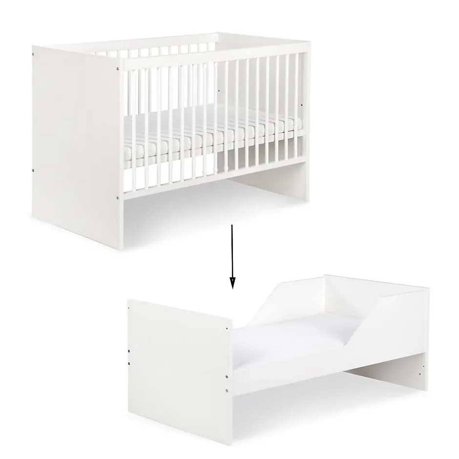 Monmobilierdesign Lit évolutif Bébé Convertible En Lit Enfant Blanc 140x70 Hot
