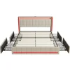 Simple Life Lit 140x200 Avec Sommier LED Et USB, Lit Coffre 140x200 Avec Lattes Et 4 Tiroirs , Beige Best